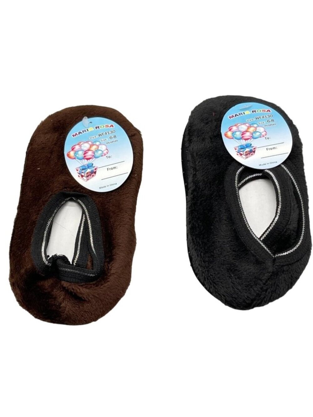 Maria Rosa youth slippers set of 2 size 6-8 non-skid bottoms 1 pair black READ